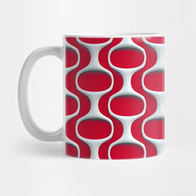 Retro Modern Pattern on Red by AKdesign